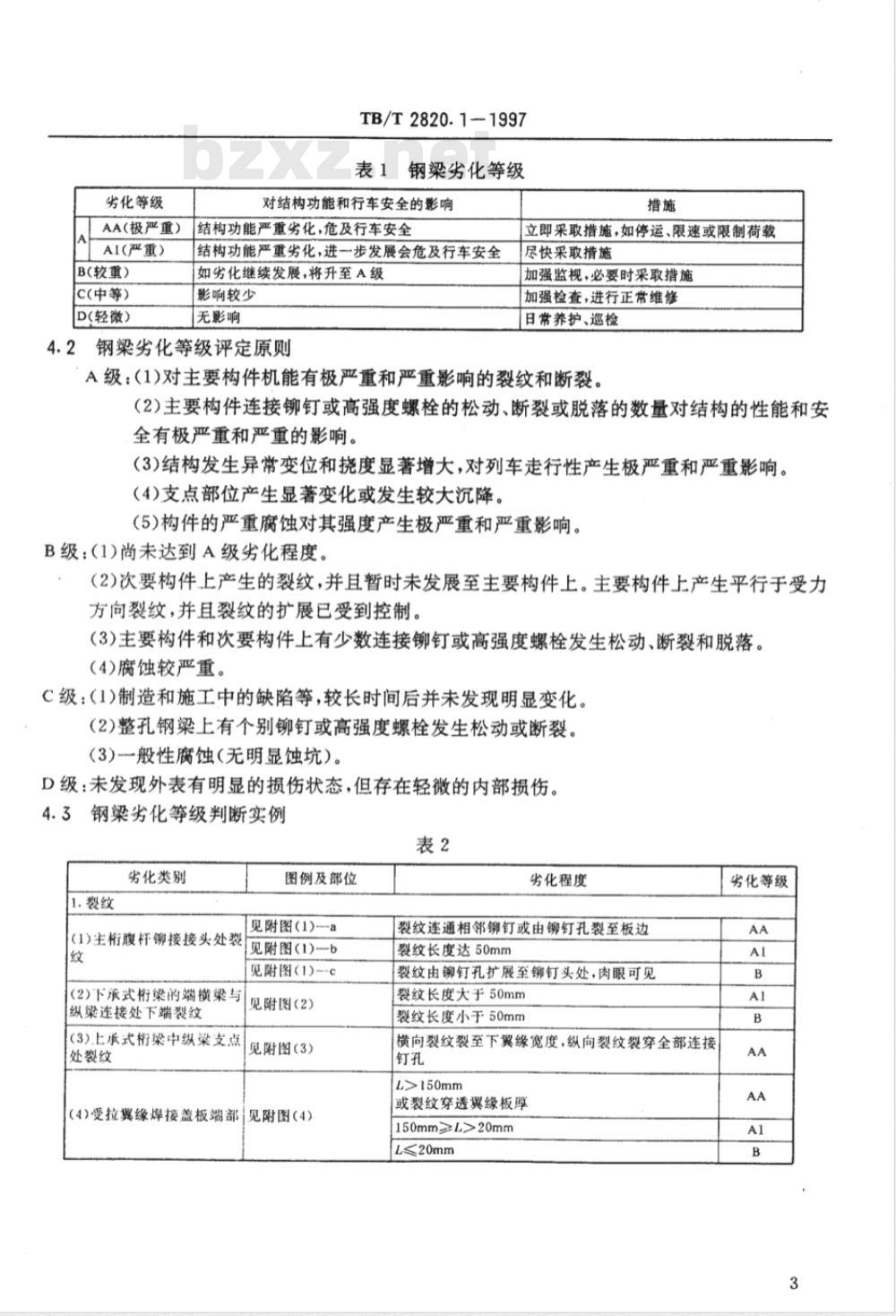 TB/T 2820.1-1997 铁路桥隧建筑物劣化评定标准 钢梁