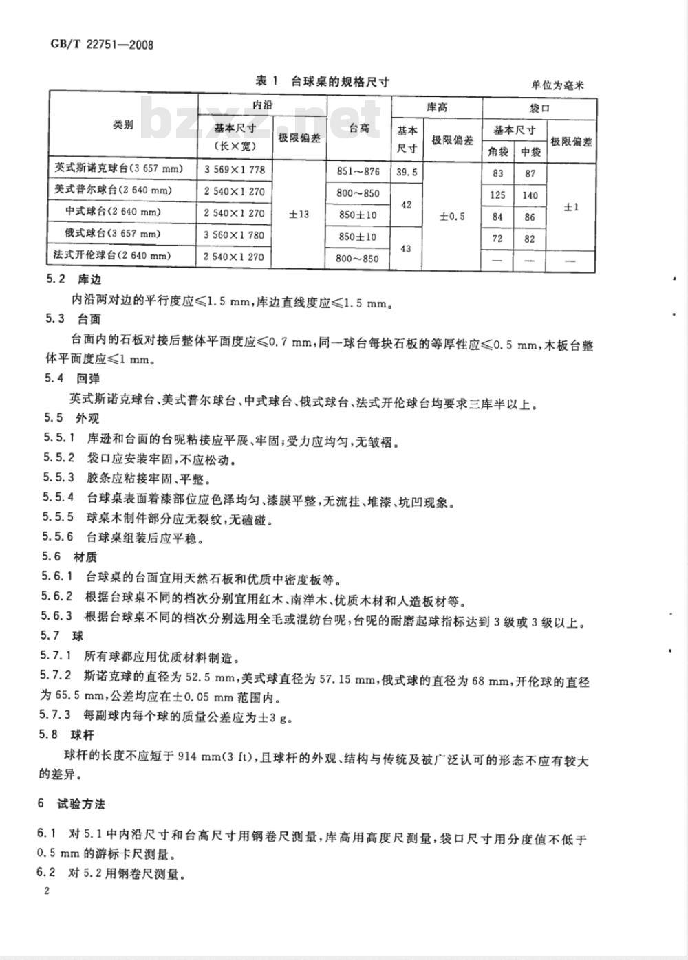 GB/T 22751-2008 台球桌