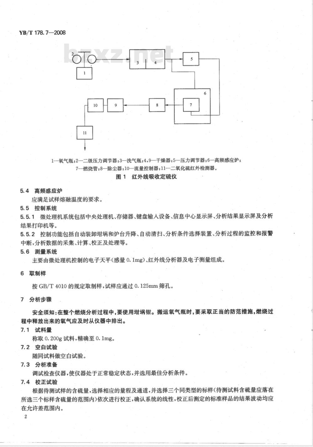 YB/T 178.7-2008 硅铝合金、硅钡铝合金 硫含量的测定 红外线吸收法