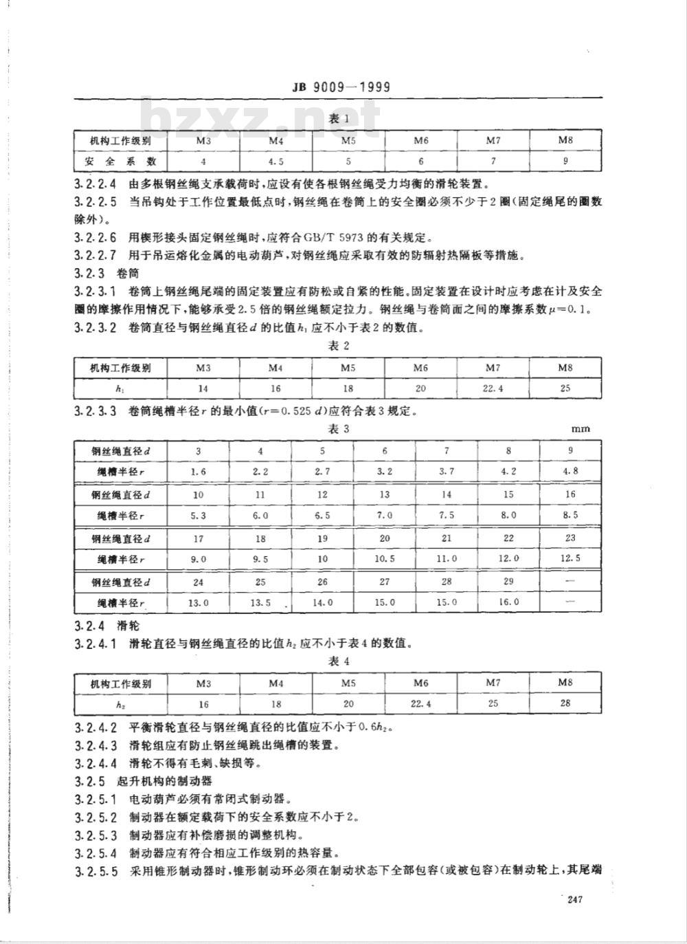 JB/T 9009-1999 钢丝绳电动葫芦 安全规则