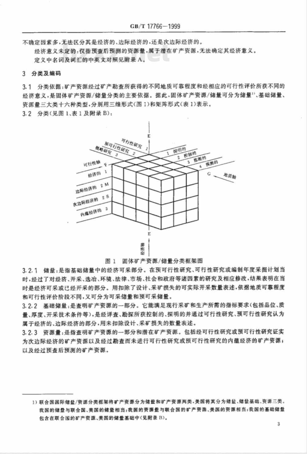 GB/T 17766-1999 固体矿产资源 / 储量分类