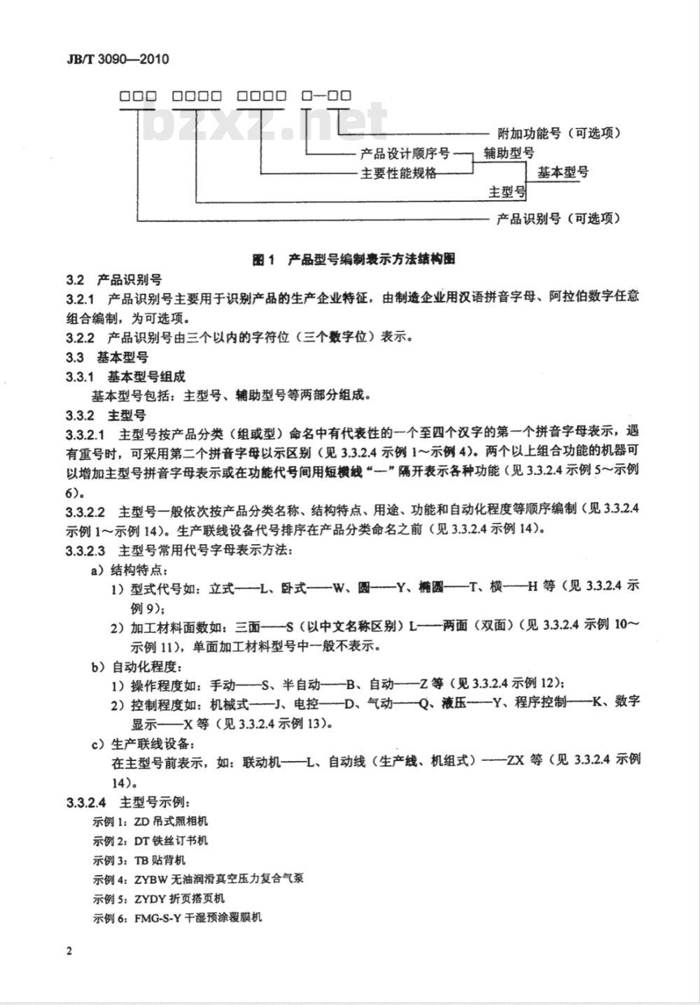 JB/T 3090-2010 印刷机械产品命名与型号编制方法