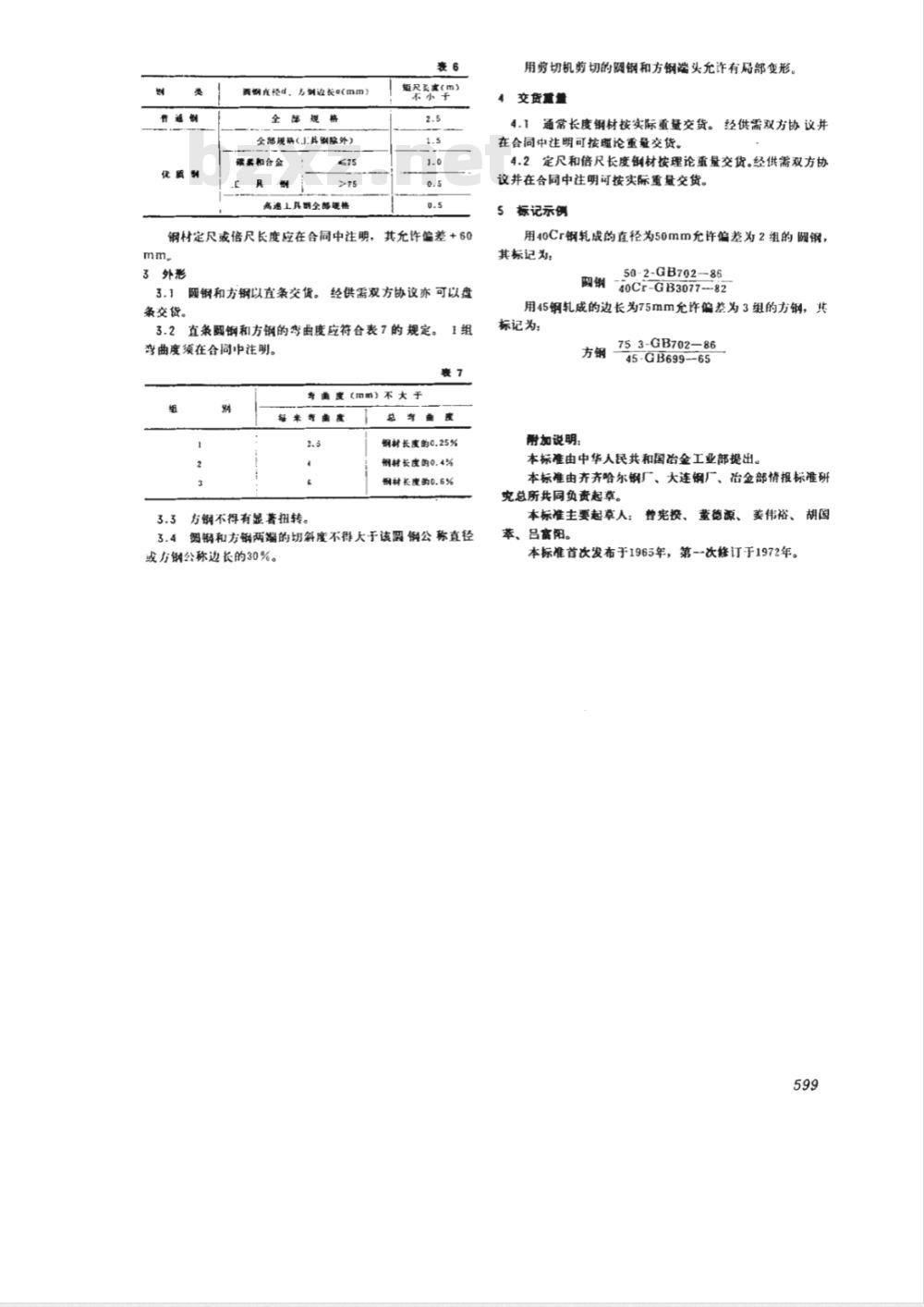 GB/T 702-1986 热轧圆钢和方钢尺寸、外形、重量及允许偏差