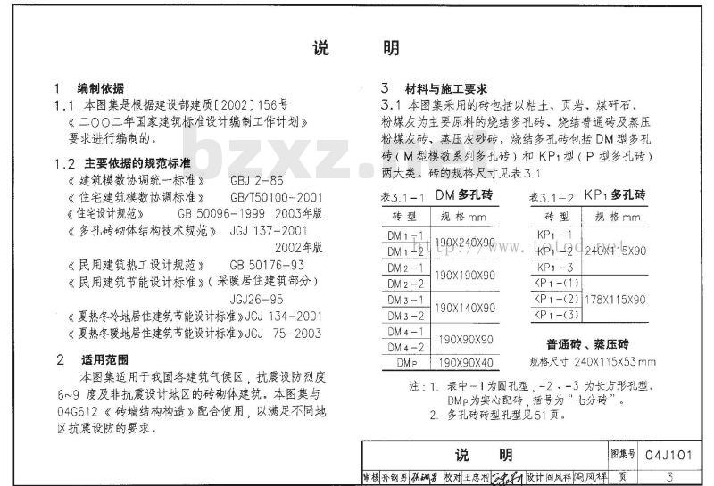 04J101 砖墙建筑构造（烧结多孔与普通砖、蒸压类砖）
