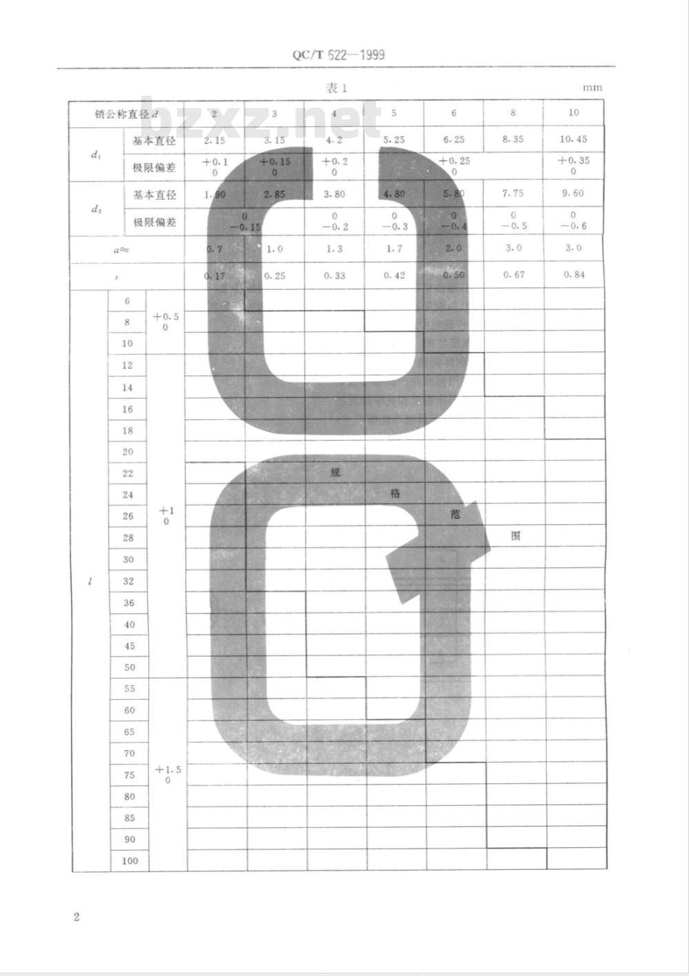 QC/T 622-1999 螺旋弹性销