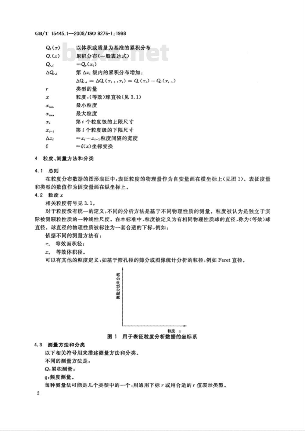 GB/T 15445.1-2008 粒度分析结果的表述 第1部分：图形表征