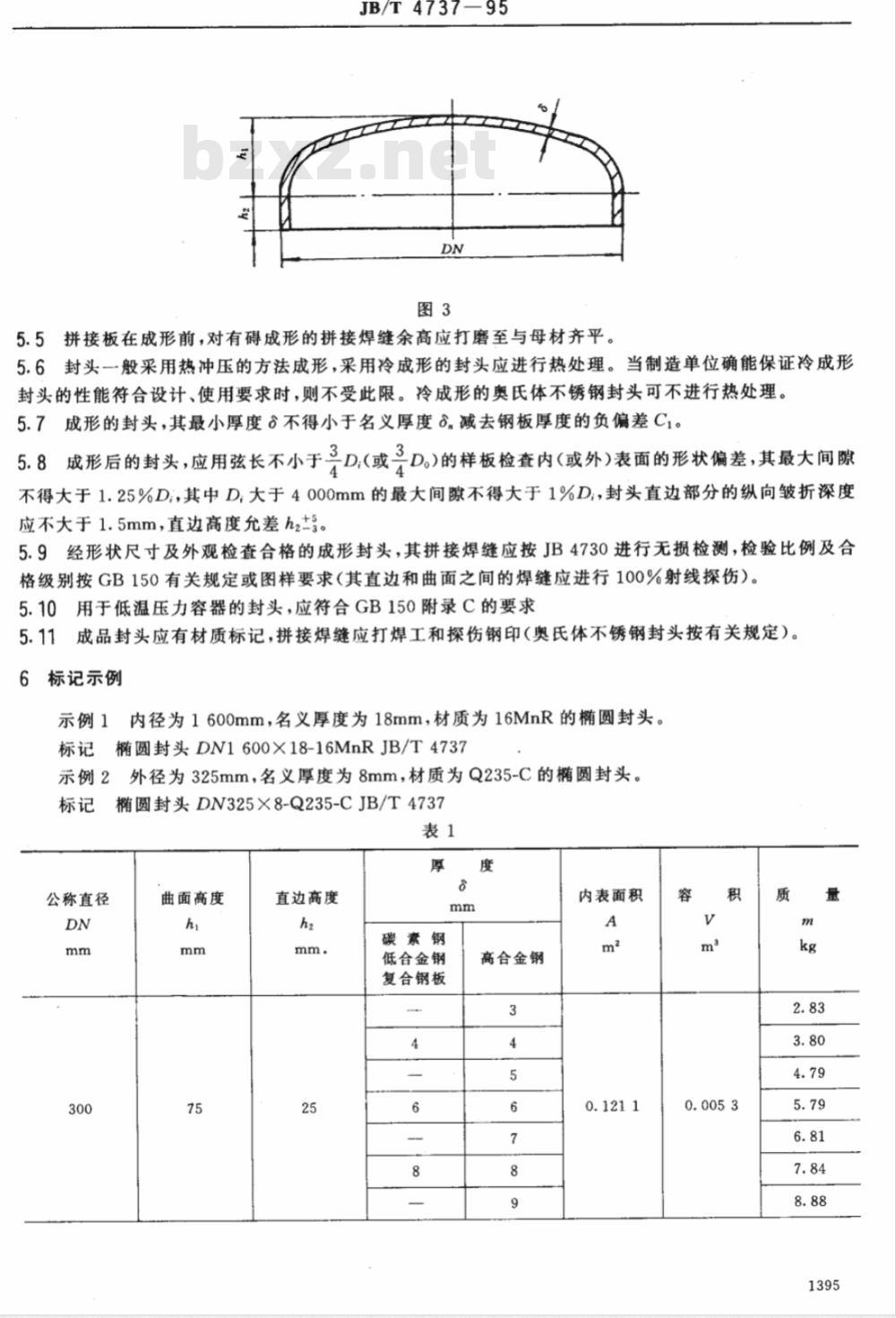 JB/T 4737-1995 椭圆形封头