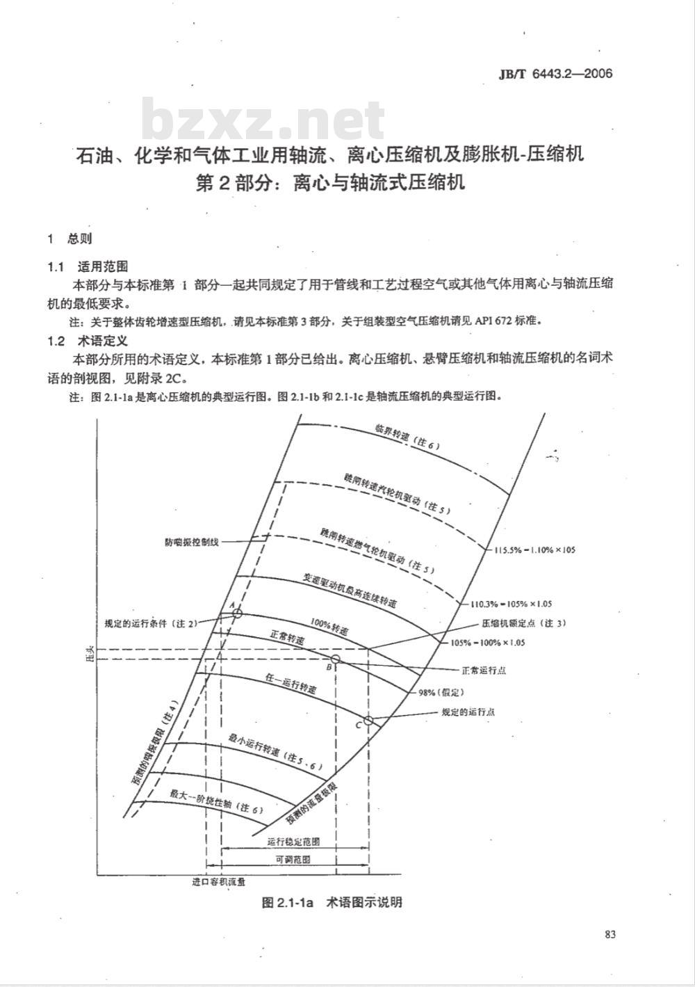 JB/T 6443.2-2006 石油、化学和气体工业用轴流、离心压缩机及膨胀机-压缩机 第2部分:离心与轴流式压缩机