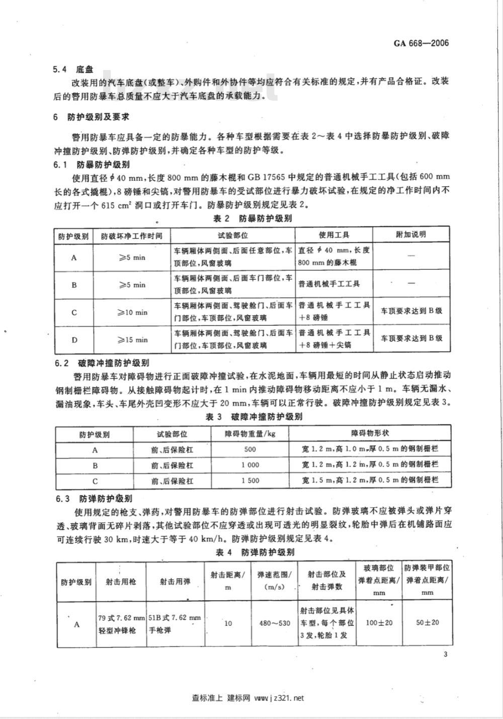 GA 668-2006 警用防暴车通用技术条件