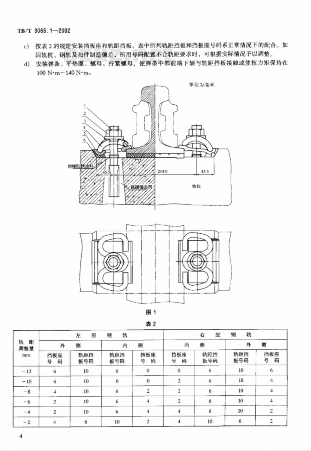 TB/T 3065.1-2002 弹条Ⅱ型扣件 第1部分:组装与配置