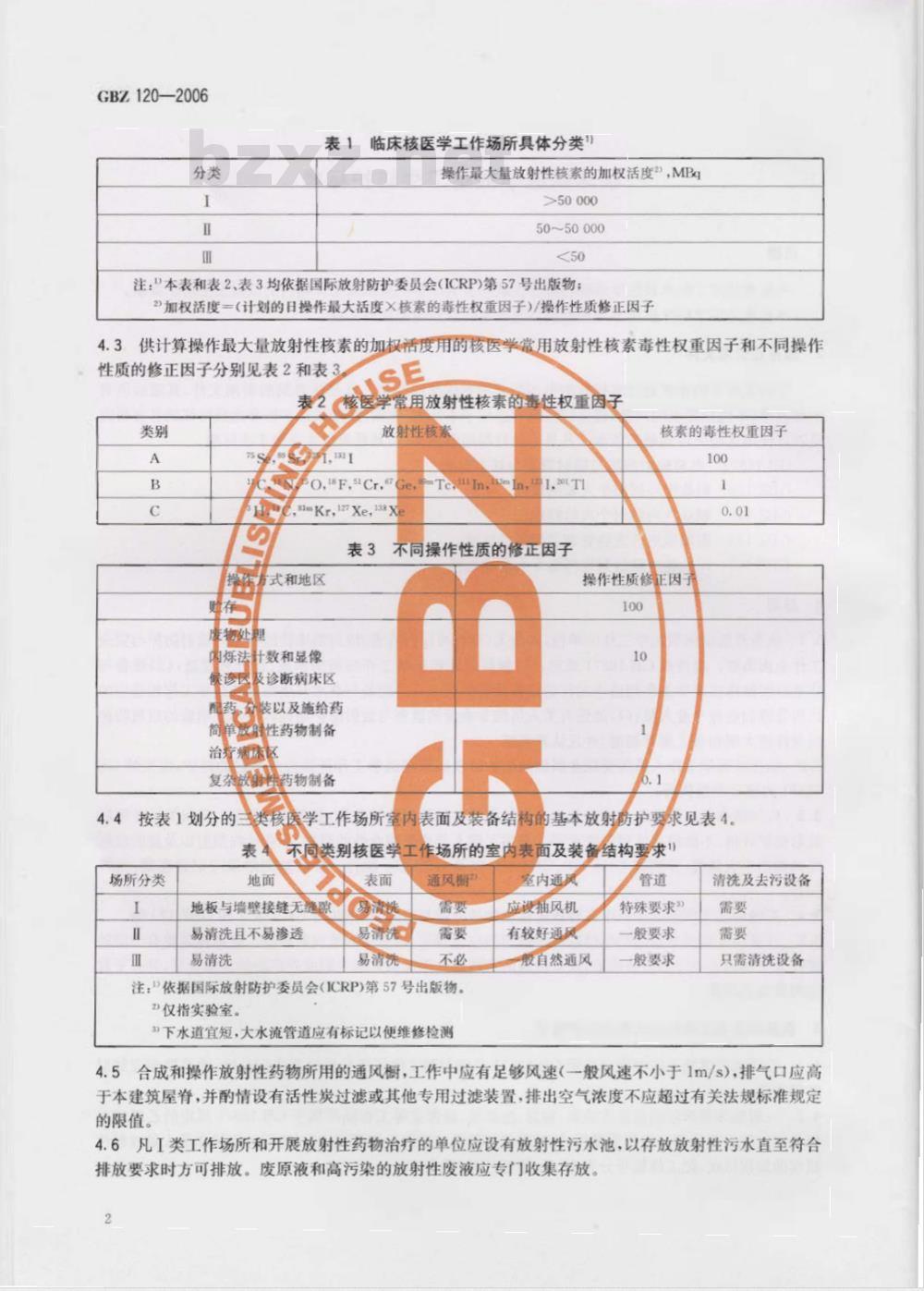 GBZ 120-2006 临床核医学放射卫生防护标准
