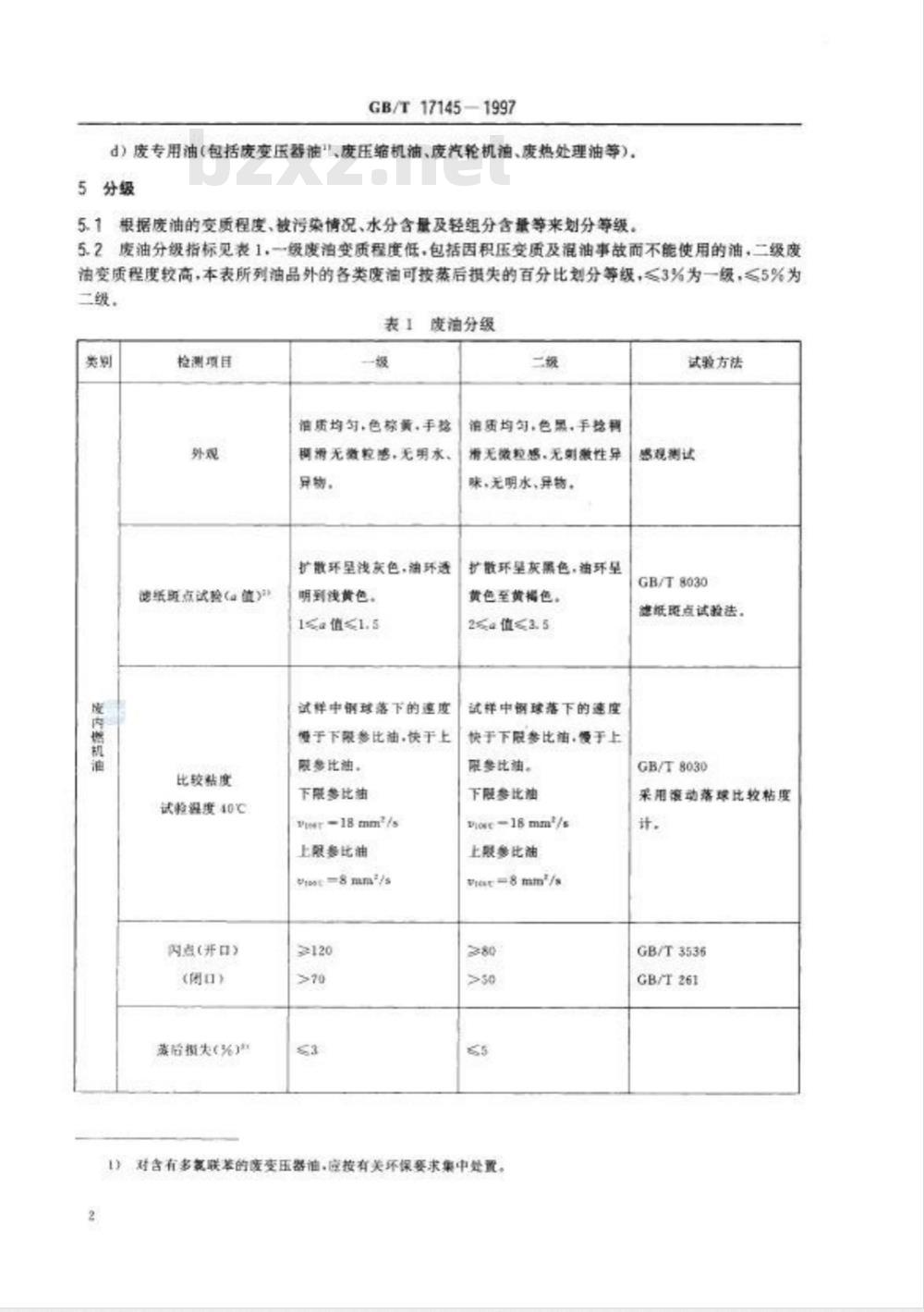 GB/T 17145-1997 废润滑油回收与再生利用技术导则