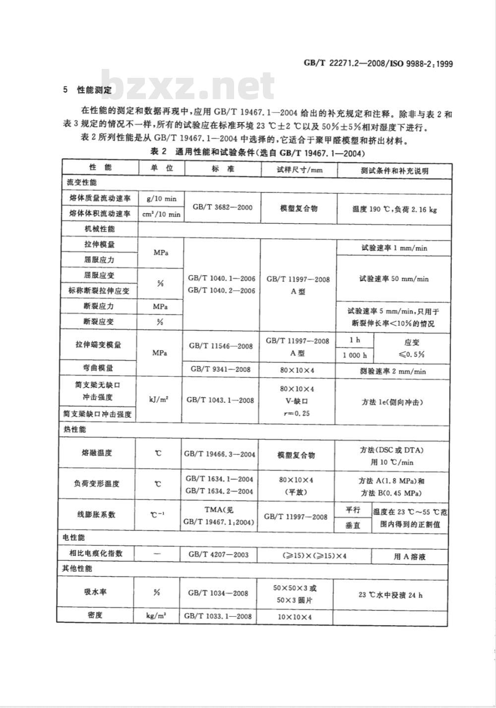 GB/T 22271.2-2008 塑料 聚甲醛(POM)模塑和挤塑材料 第2部分：试样制备和性能测定