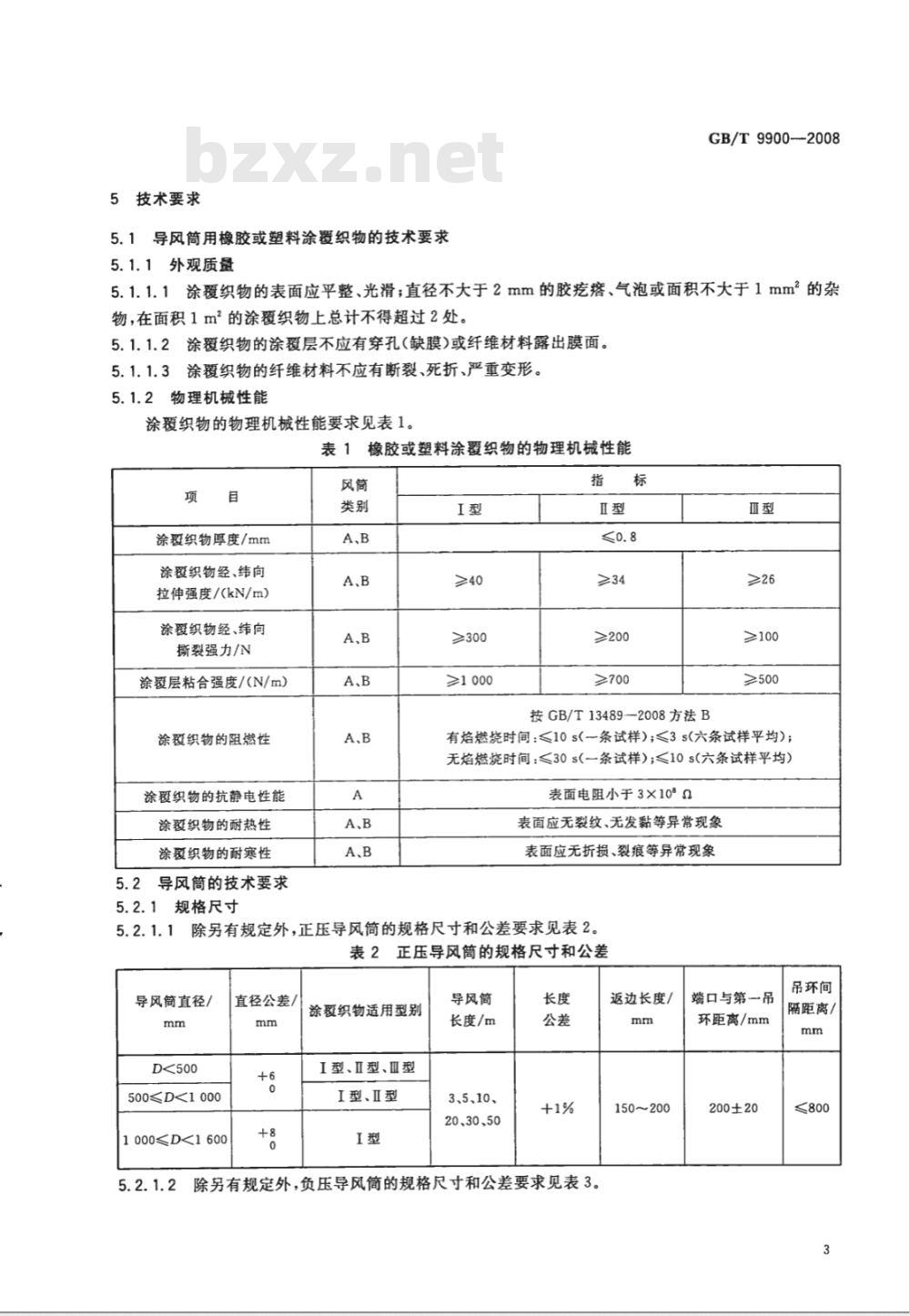 GB/T 9900-2008 橡胶或塑料涂覆织物 导风筒