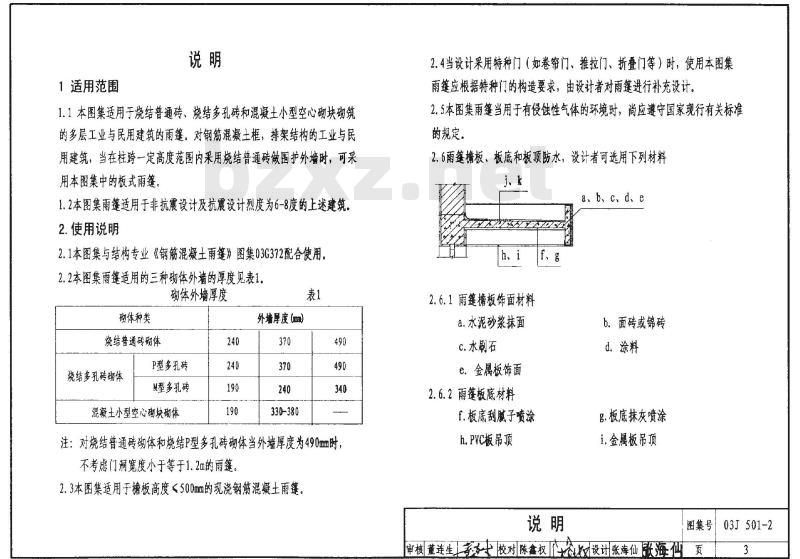 03J501-2 钢筋混凝土雨篷建筑构造