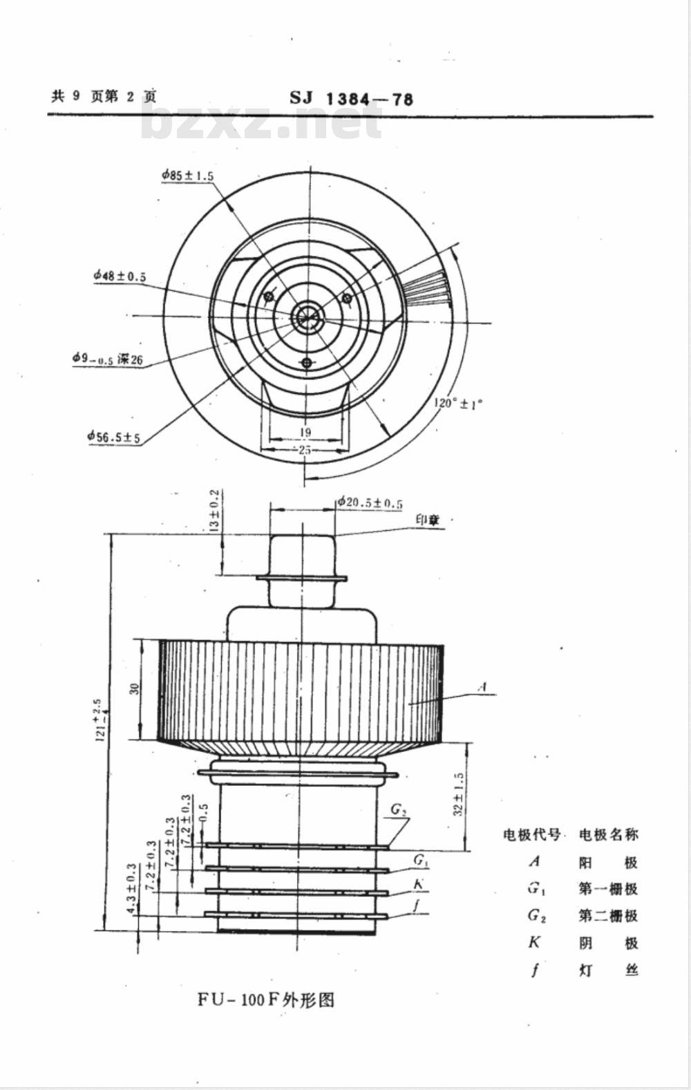 SJ 1384-1978 FU-100F金属陶瓷发射四极管