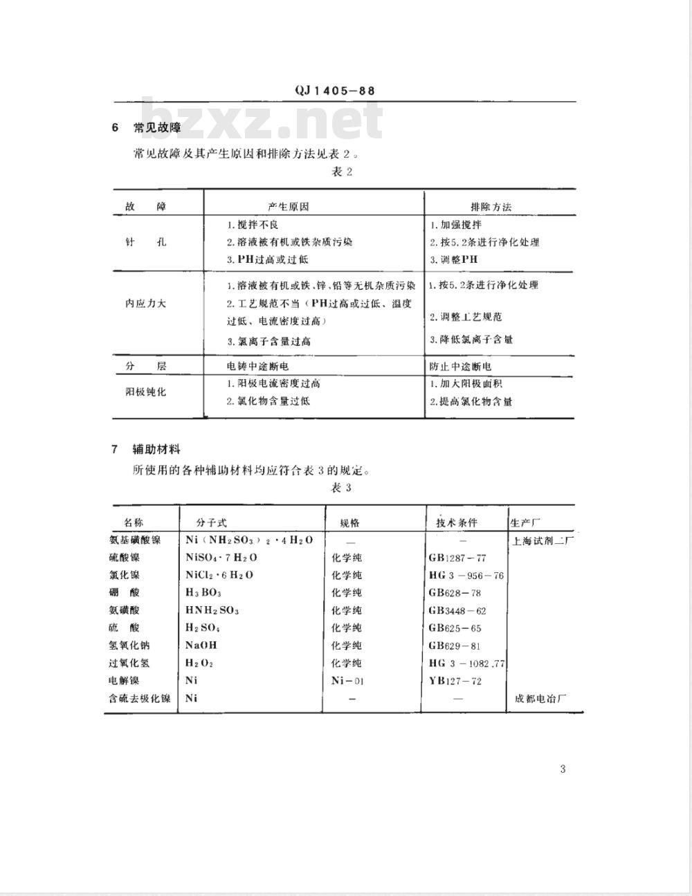 QJ 1405-1988 电铸工艺规范 电铸镍溶液