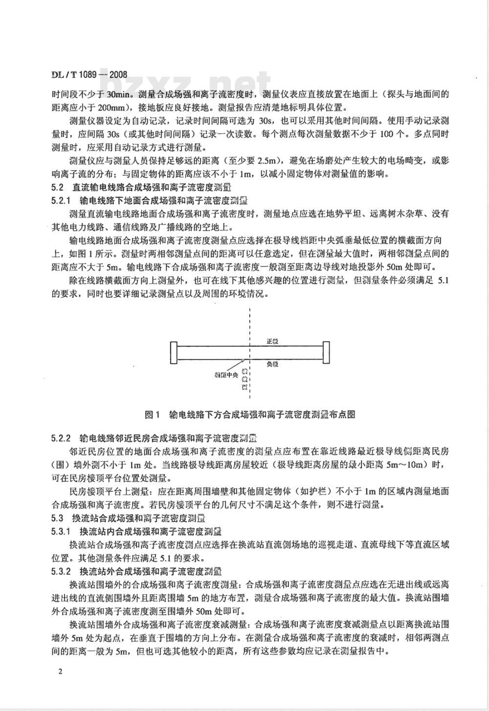 DL/T 1089-2008 直流换流站与线路合成场强、离子流密度测试方法