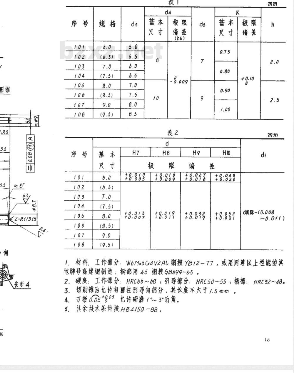 HB 4147-1988 加工钛合金通孔用带后引导的锥柄机用阶梯铰刀 ｄ＝６．０~２０ｍｍ