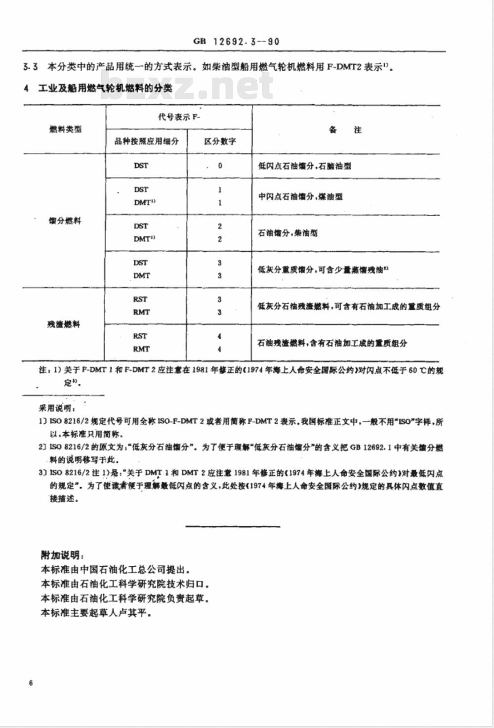 GB 12692.3-1990 石油产品 燃料(F类)分类 第3部分:工业及船用燃气轮机燃料品种