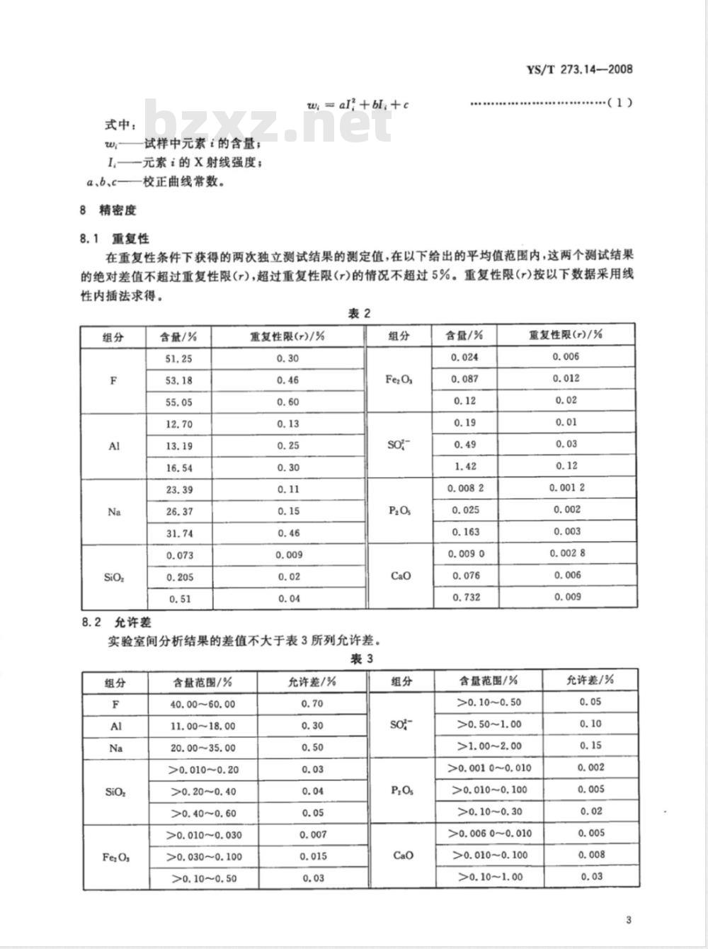 YS/T 273.14-2008 冰晶石化学分析方法和物理性能测定方法 第14部分 X射线荧光光谱分析法测定素含量