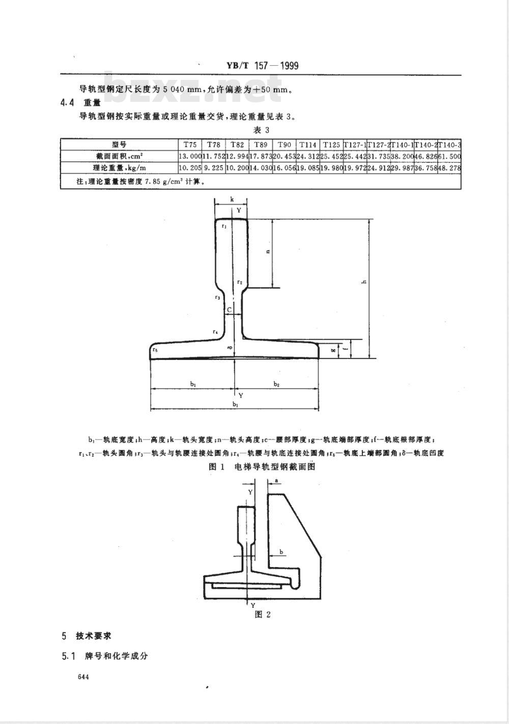 YB/T 157-1999 电梯导轨用热轧型钢