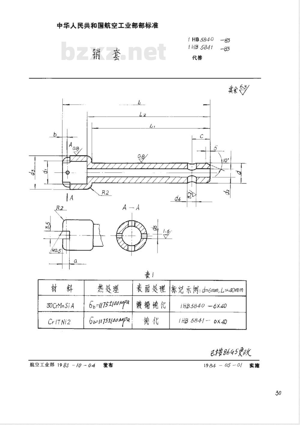 HB 5840-5841-1983 快速止动销