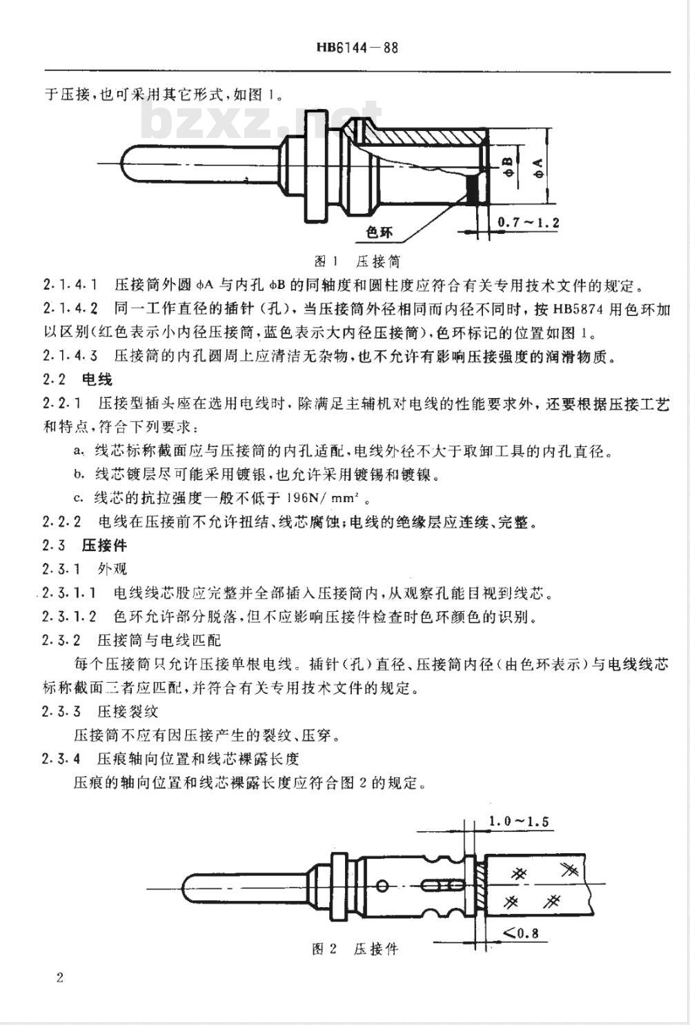 HB 6144-1988 压接型插头座电线压接规范