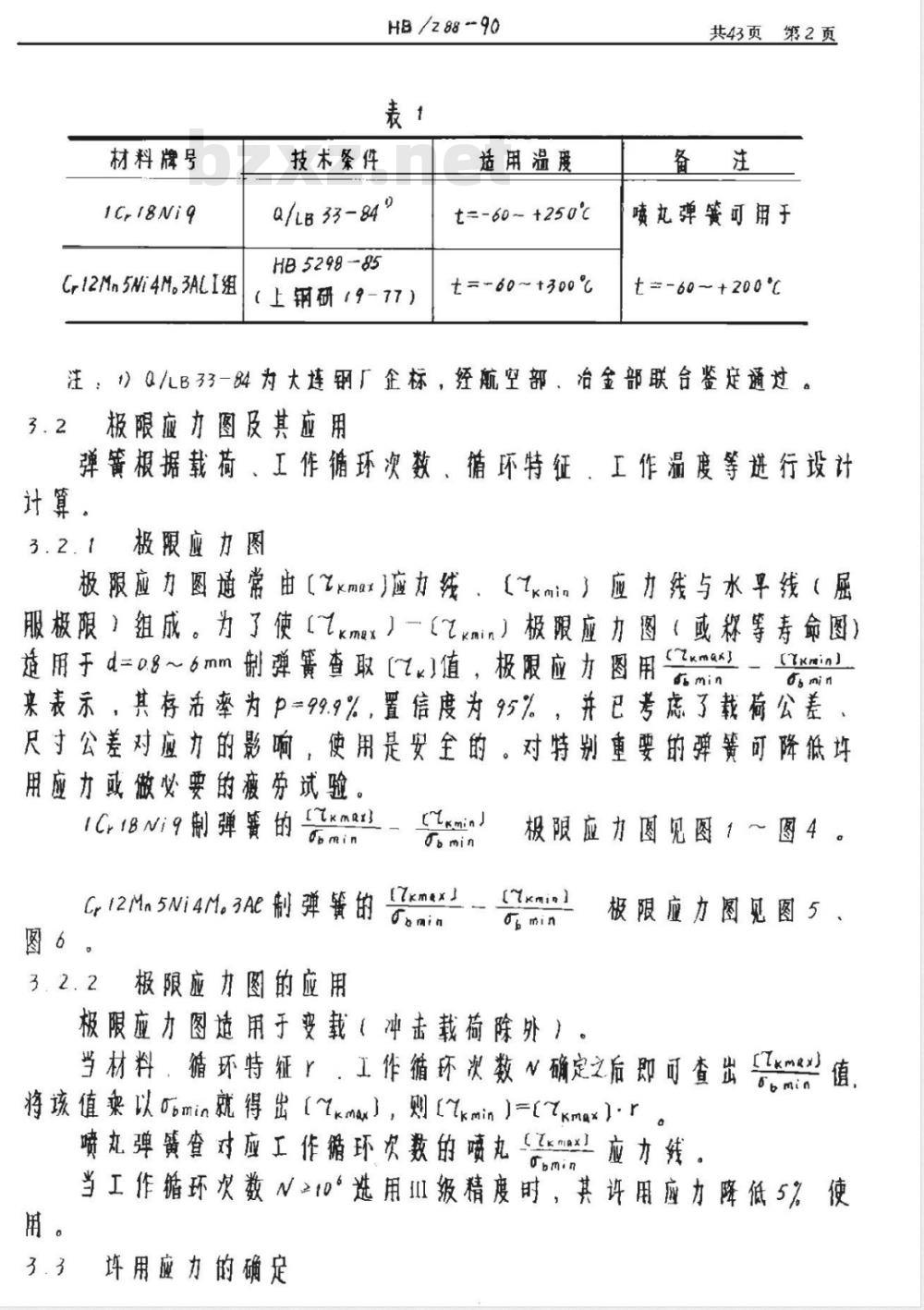 HB/Z 88-1990 不锈钢丝制圆柱螺旋压缩、拉伸弹簧的设计与制造