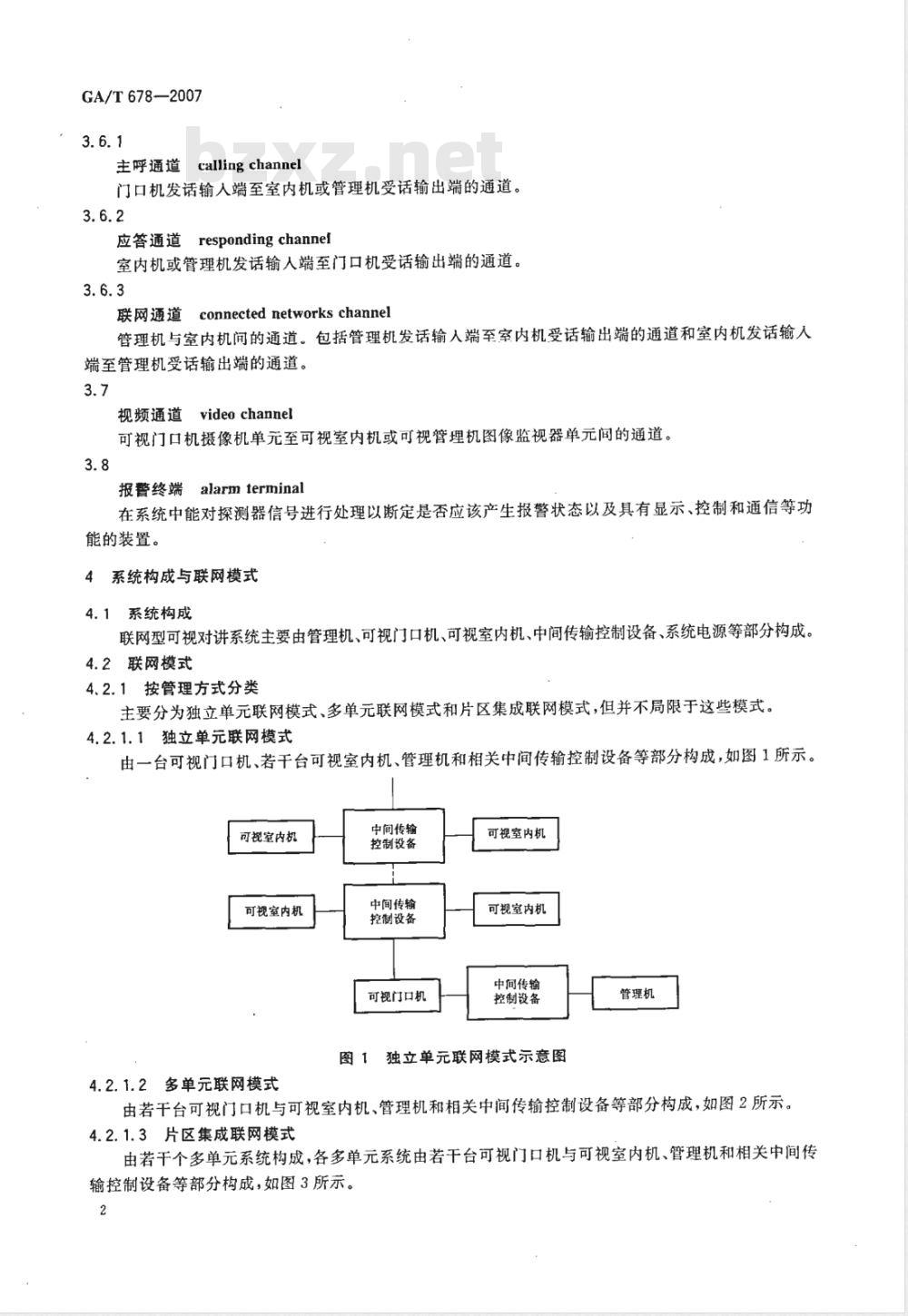 GA/T 678-2007 联网型可视对讲系统技术要求