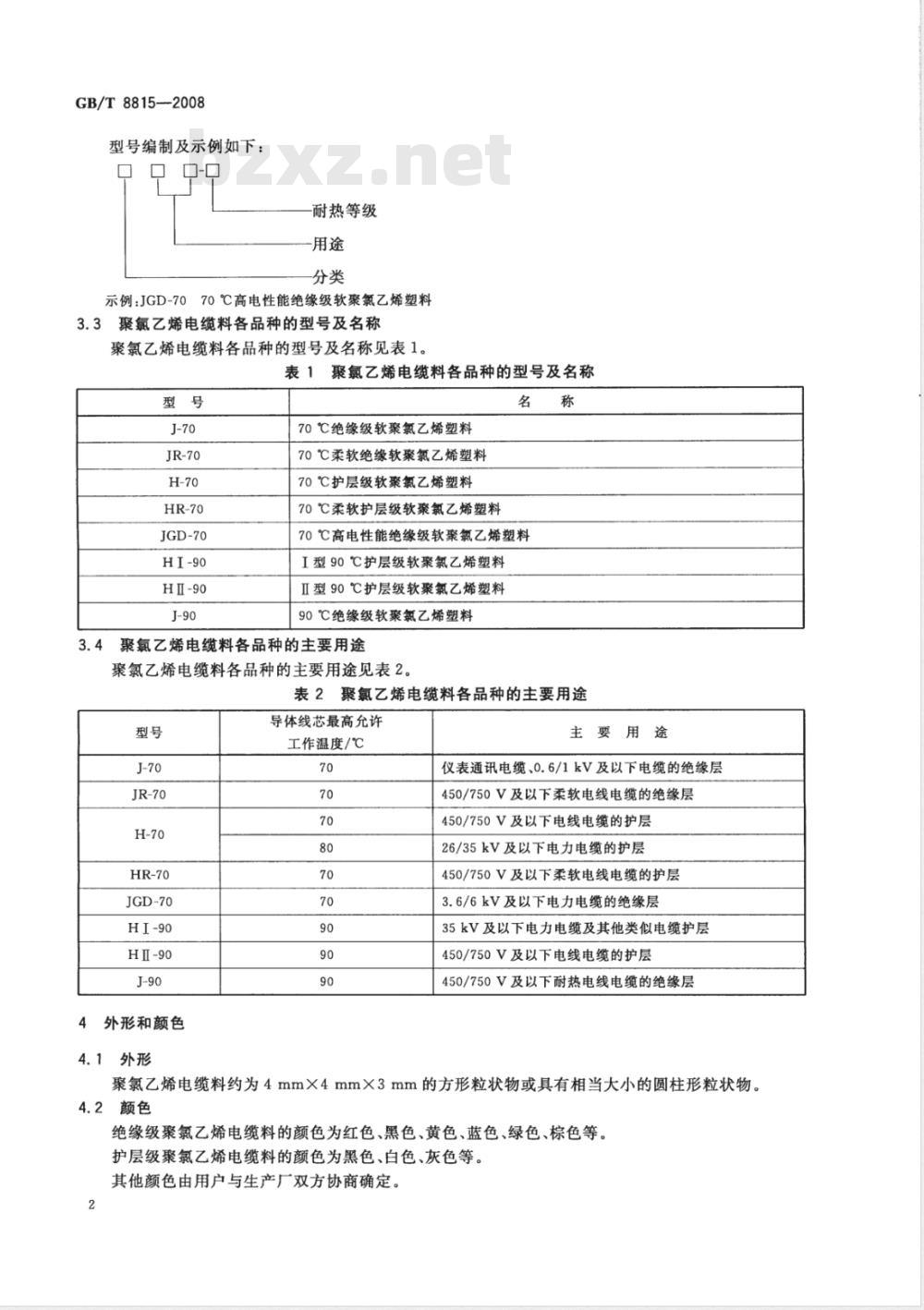 GB/T 8815-2008 电线电缆用软聚氯乙烯塑料