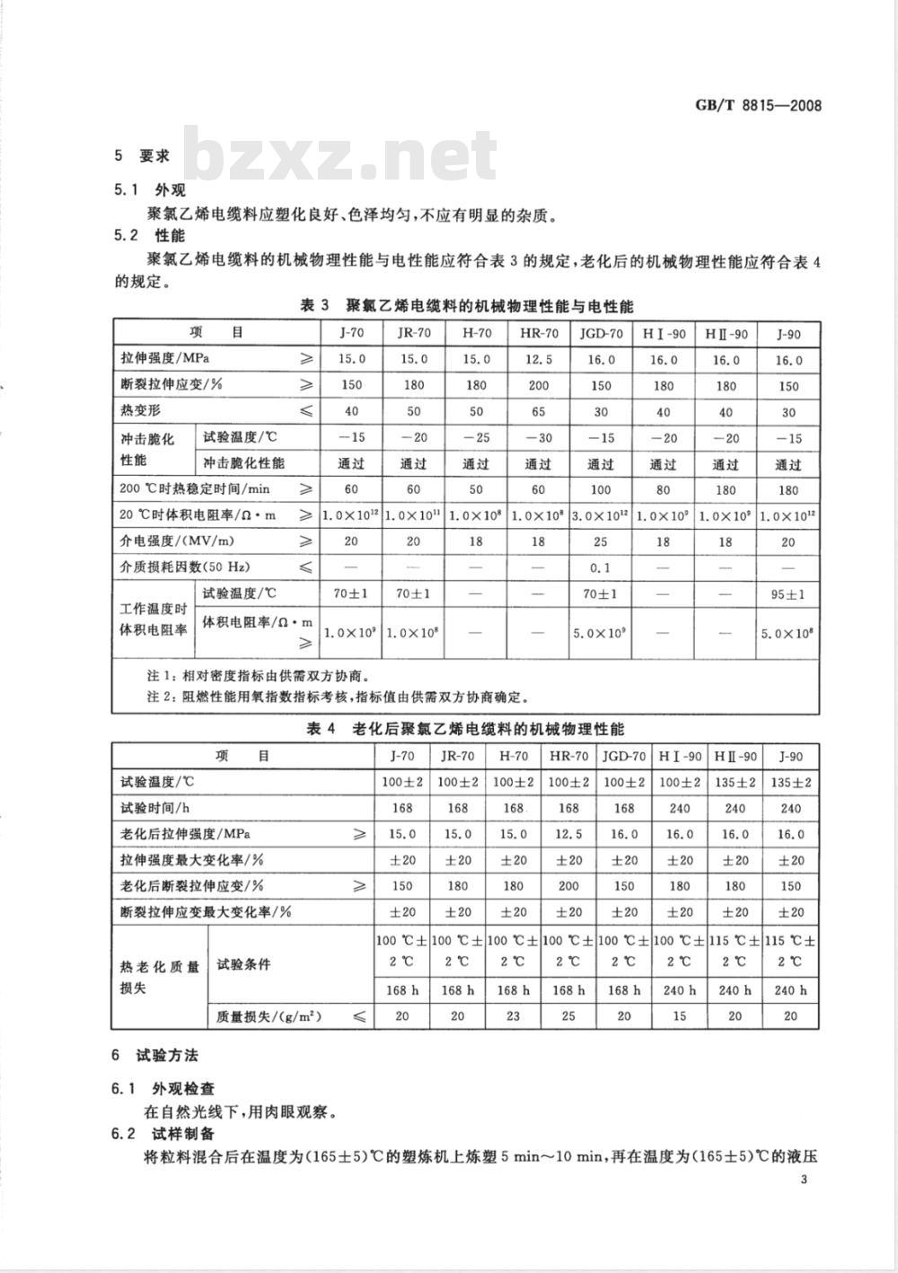 GB/T 8815-2008 电线电缆用软聚氯乙烯塑料