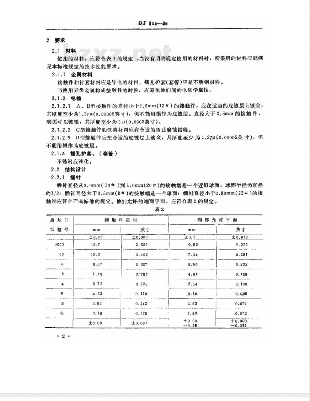 QJ 933-1985 电连接器接触件技术条件