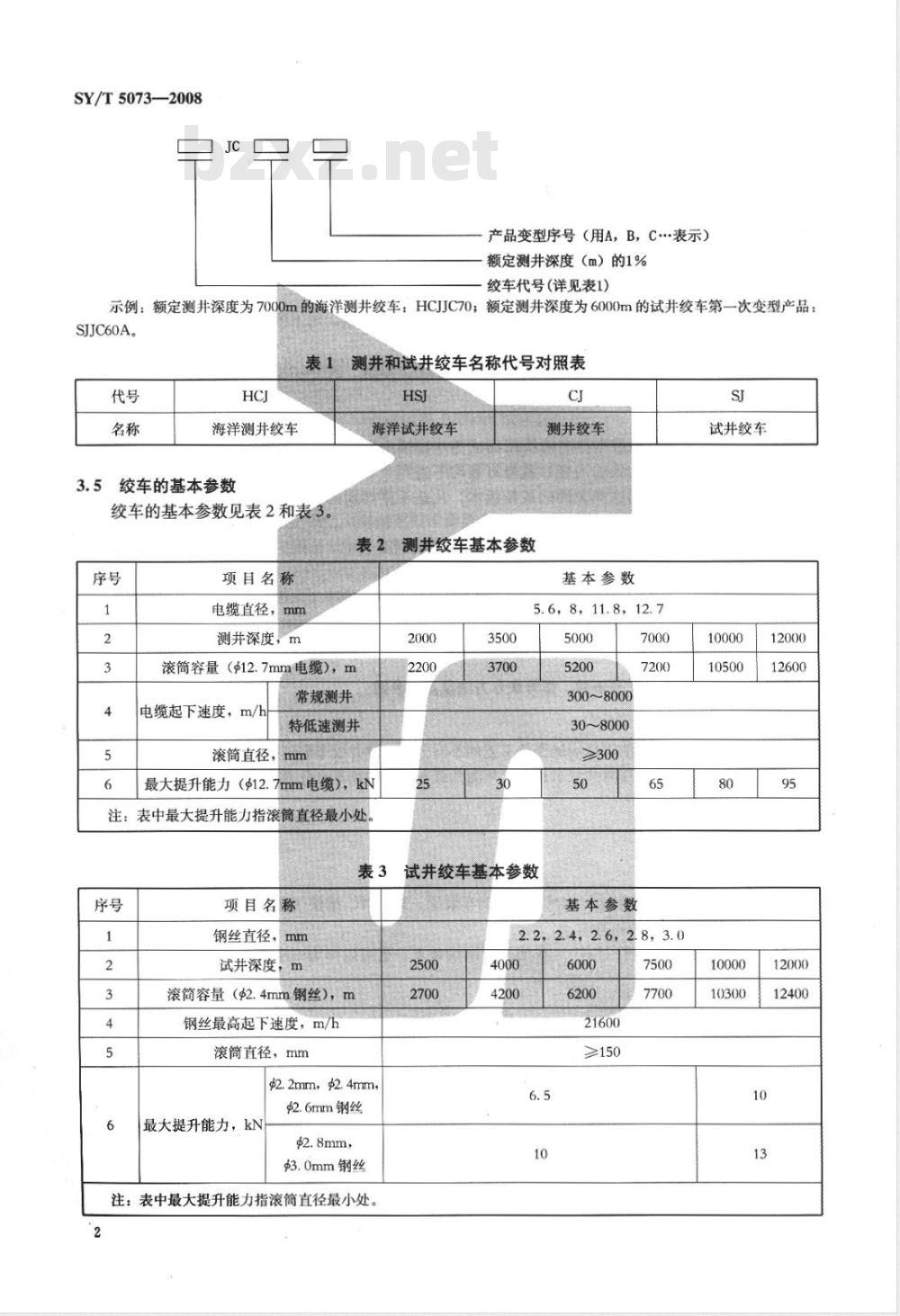 SY/T 5073-2008 油田测井和试井绞车