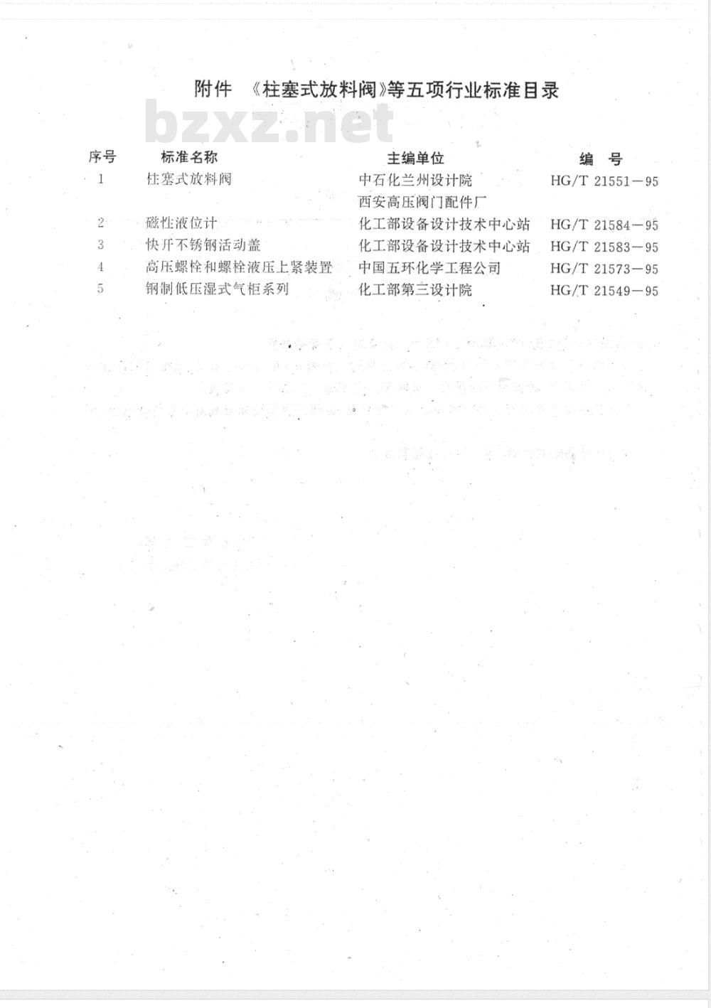 HG/T 21573-1995 高压螺栓和螺栓液压上紧装置