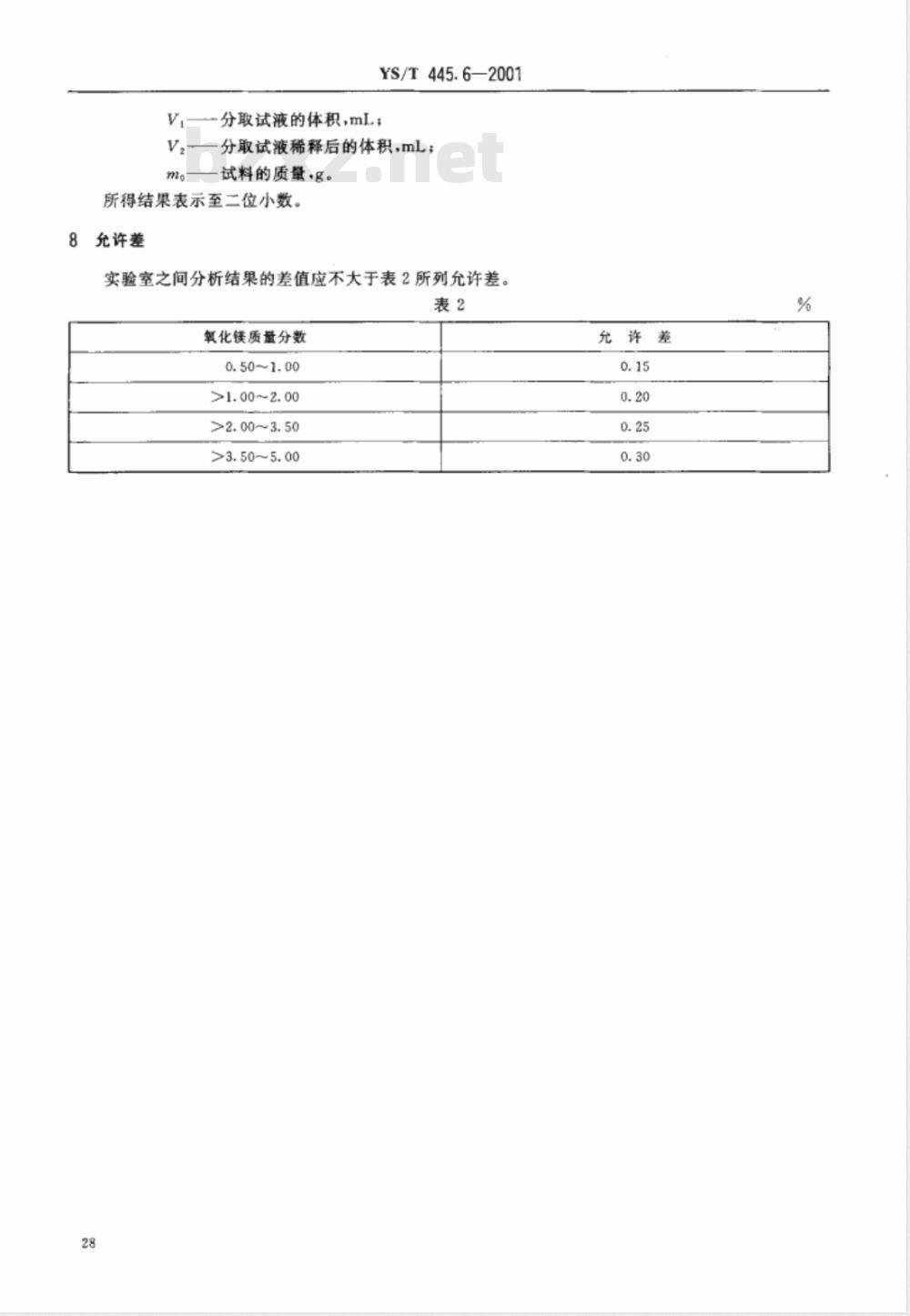 YS/T 445.6-2001 银精矿化学分析方法 氧化镁量的测定