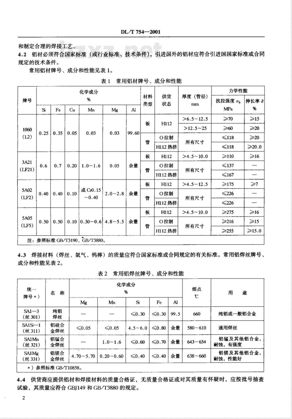 DL/T 754-2001 铝母线焊接技术规程