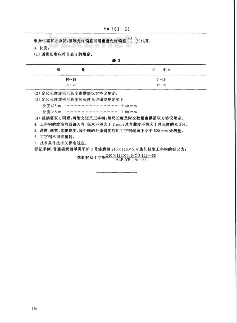 YB 163-1963 热轧轻型工字钢品种