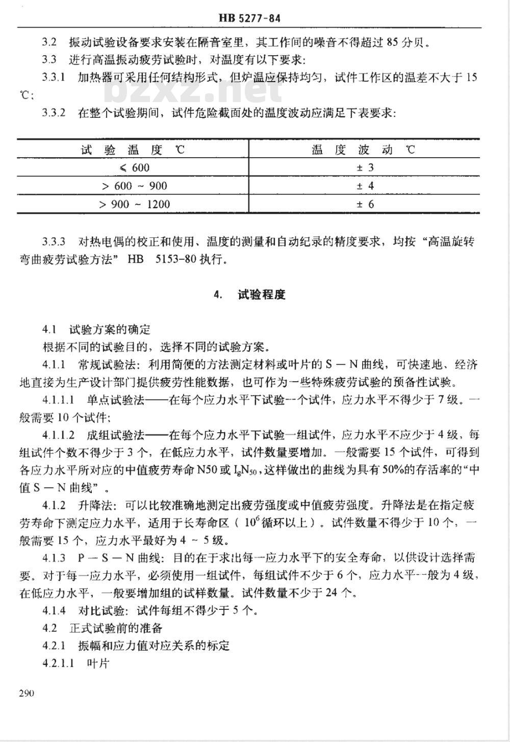 HB 5277-1984 发动机叶平及材料振动疲劳试验方法