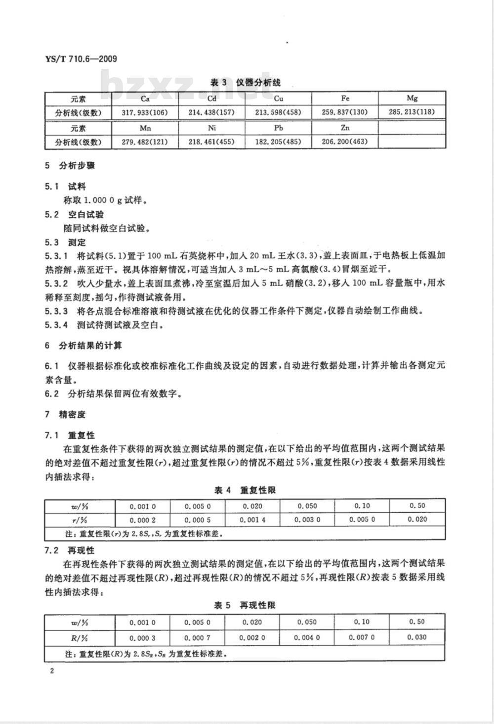YS/T 710.6-2009 氧化钴化学分析方法 第6部分：钙、镉、铜、铁、镁、锰、镍、铅和锌量的测定 电感耦合等离子体发射光谱法
