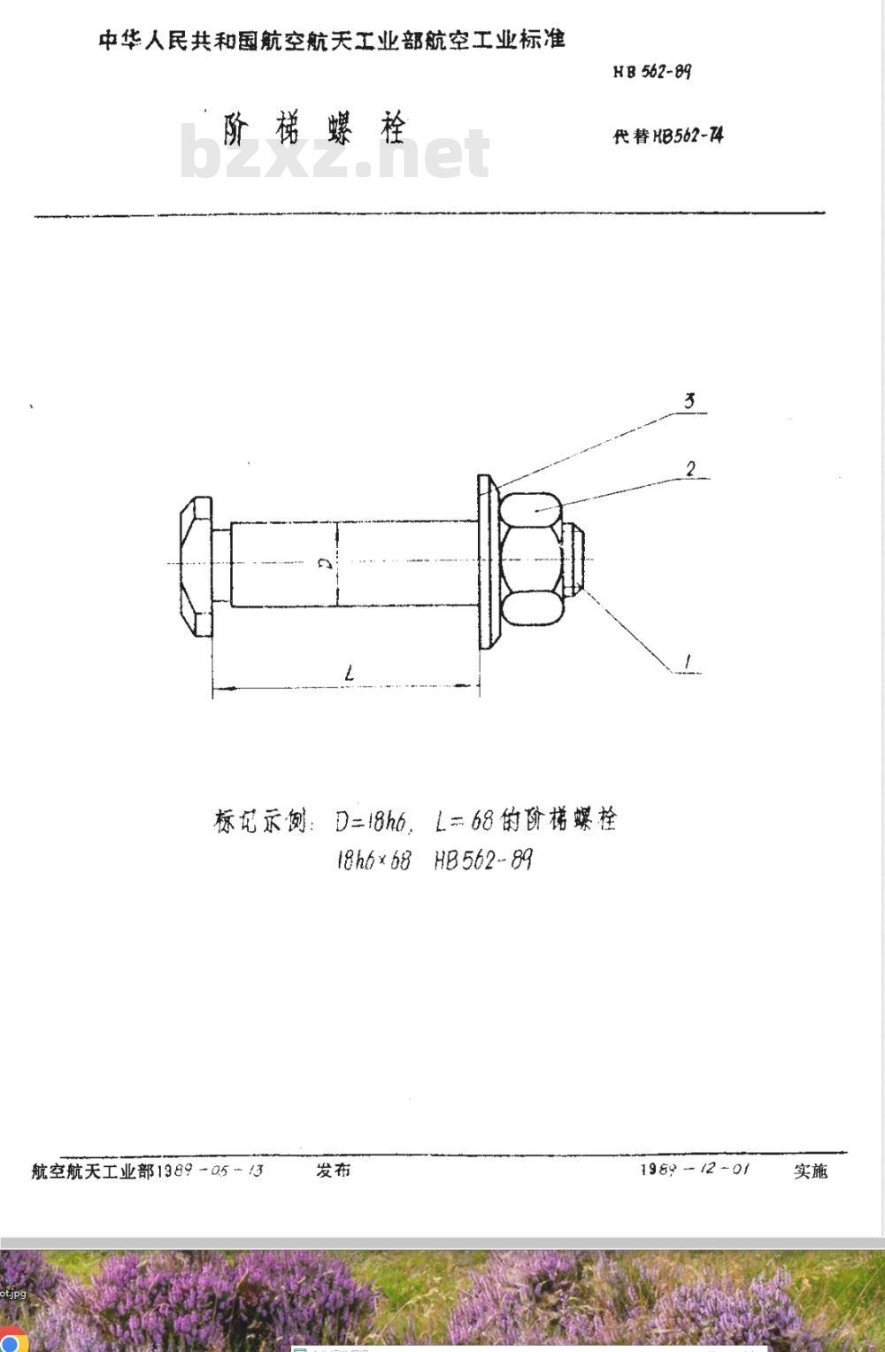 HB 562-1989 阶梯螺栓