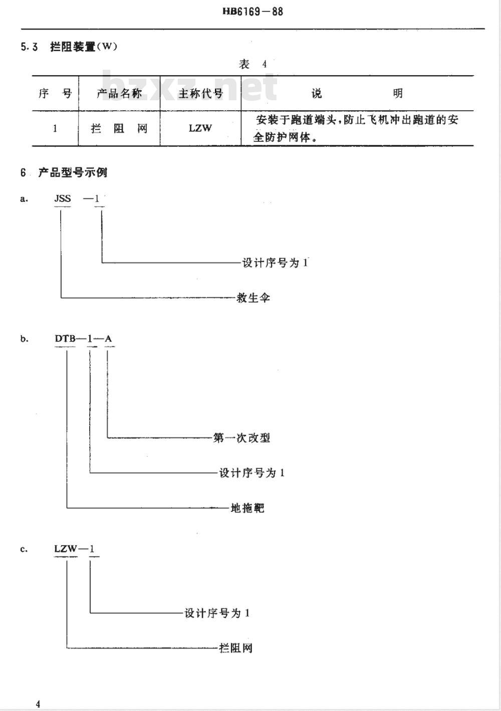 HB 6169-1988 降落伞产品型号命名方法