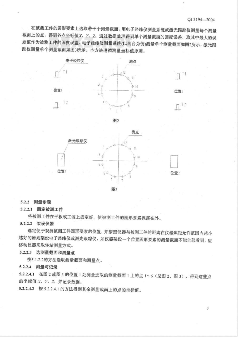 QJ 3194-2004 大尺寸圆度误差测量方法