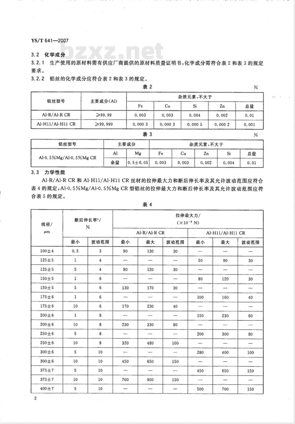 YS/T 641-2007 半导体器件键合用铝丝