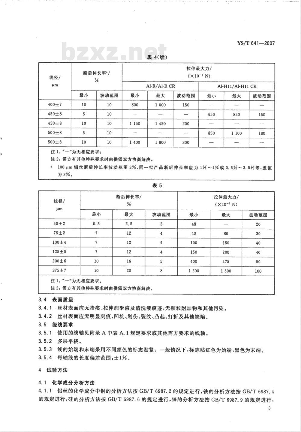 YS/T 641-2007 半导体器件键合用铝丝