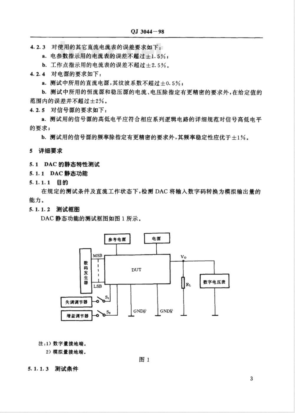 QJ 3044-1998 半导体集成电路数/模转换器和模/数转换器测试方法