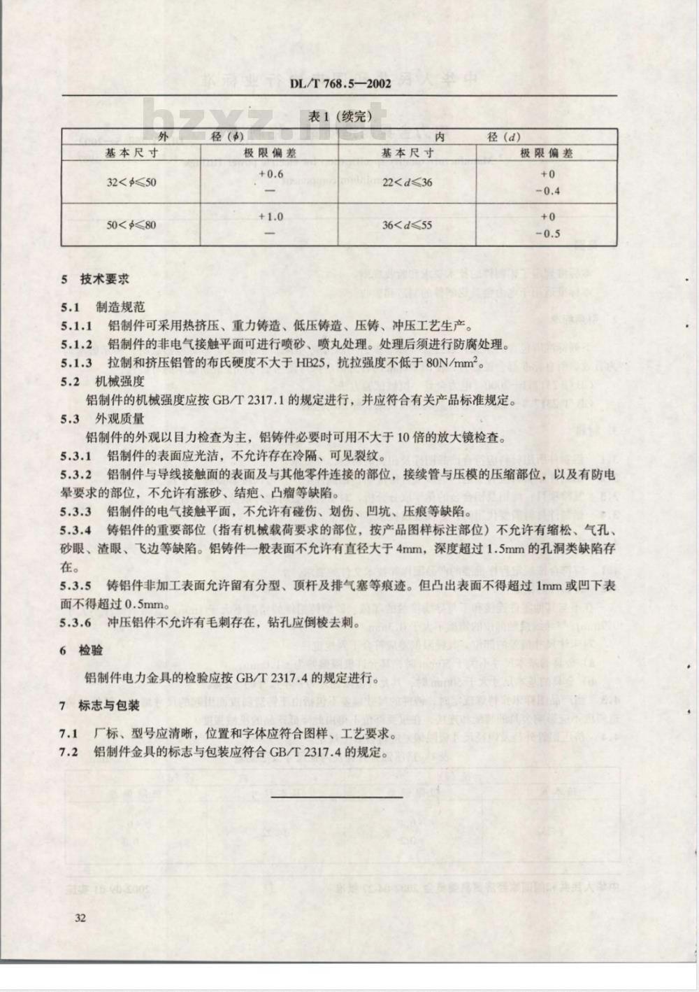 DL/T 768.5-2002 电力金具制造质量 铝制件
