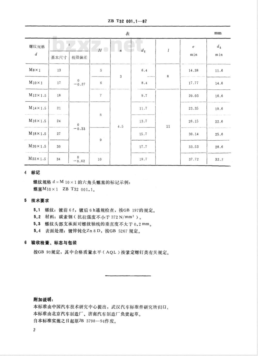 QC/T 376-1999 六角头螺塞