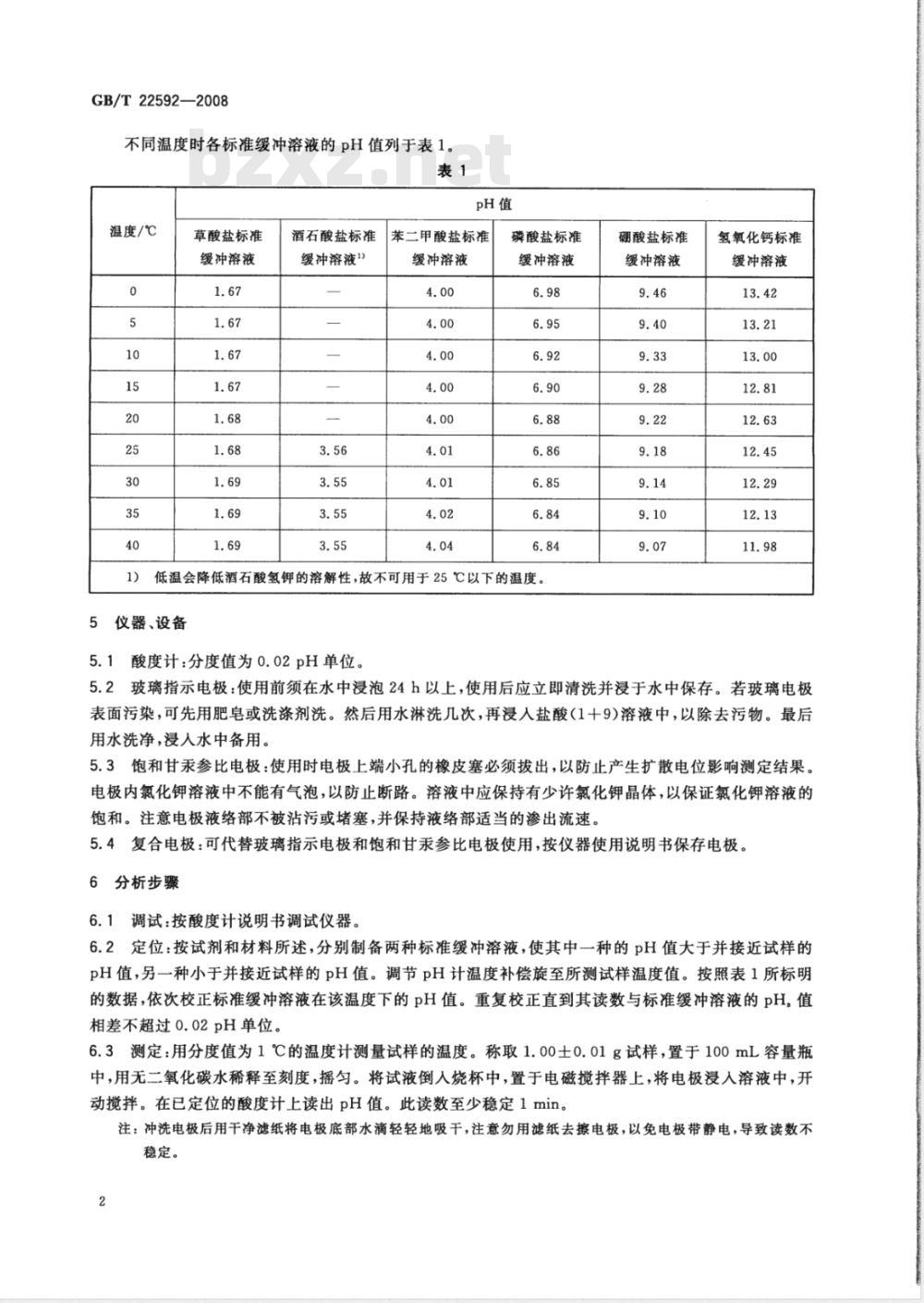 GB/T 22592-2008 水处理剂 pH值测定方法通则