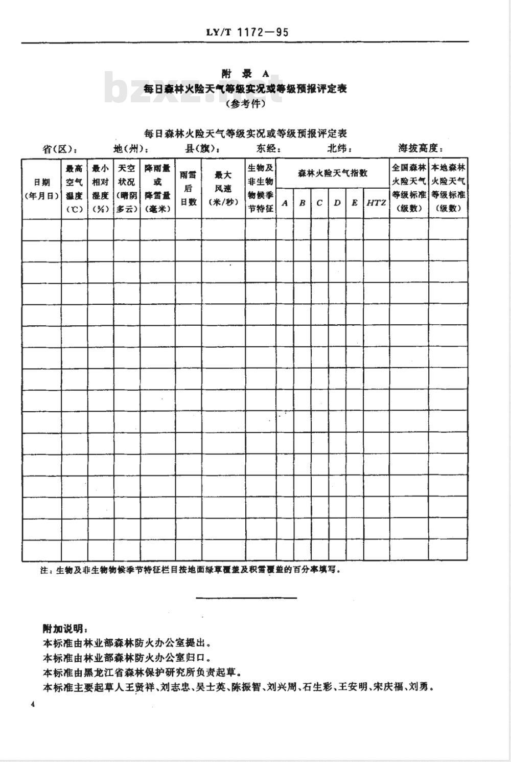 LY/T 1172-1995 全国森林火险天气等级